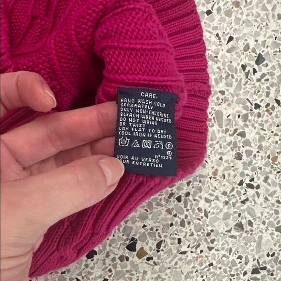 Ralph Lauren Sport 100% cotton cable knit sweater v neck medium m magenta - Picture 4 of 5